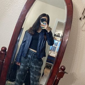 Navy blue Bernardo vegan leather jacket size M woman’s